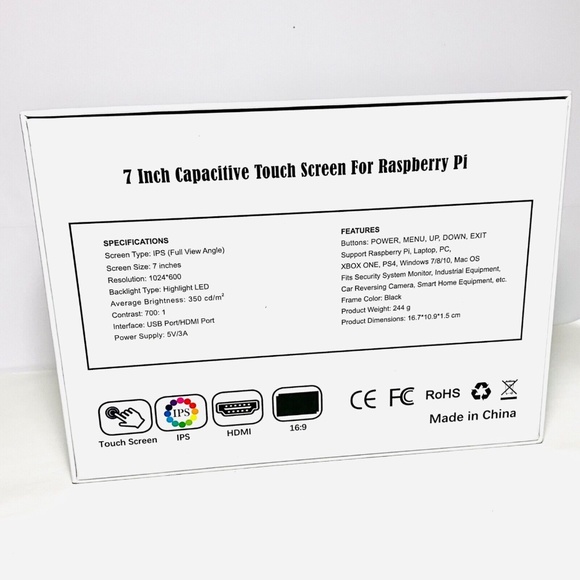 ROADOM 7" Capacitive Touch Screen Monitor For Raspberry Pi 1024×600 - Picture 6 of 7